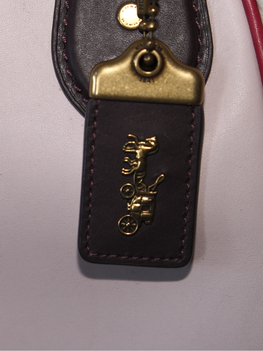 Coach Colorblock Pink  and Cream Marliegh Satchel w/Oxblood Trim and Red Piping - Picture 8 of 15